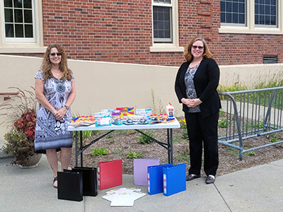 School supplies on a table in Keene