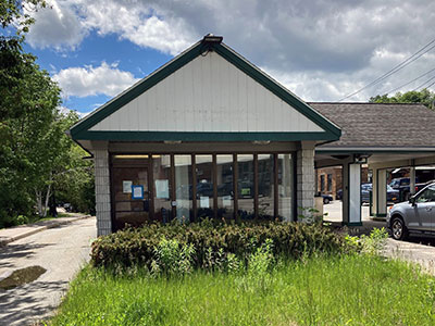 Bank building with landscaping